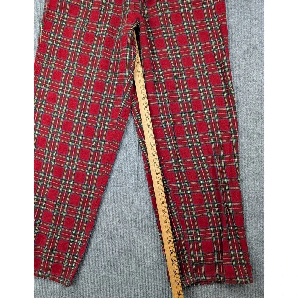 LL Bean Pajama Pants Mens Medium Flannel Red Brushed Cotton Tartan Outdoor Cabin